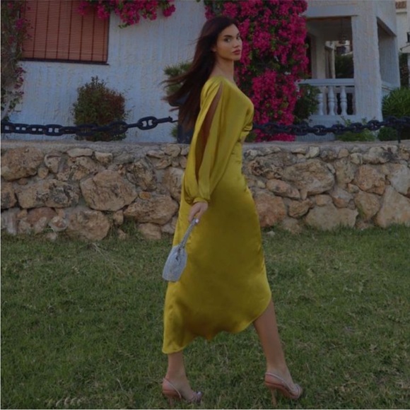 NWT Zara Satin Effect Asymmetric Dress - Picture 7 of 17